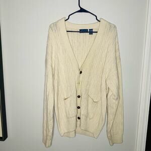 Vintage 80s Towncraft Acrylic Slouchy Cabled Oversized Cardigan Grande Size XL